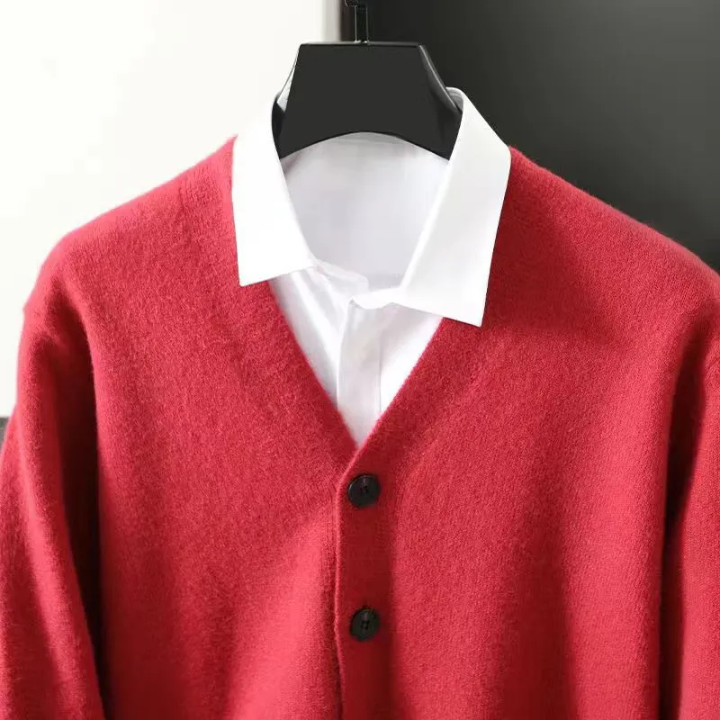 

Cashmere Blend Cardigans Knitwear Sweater Luxury Clothing Men's Winter Male Coat Jumper Korean Popular Christmas Wool Jacket