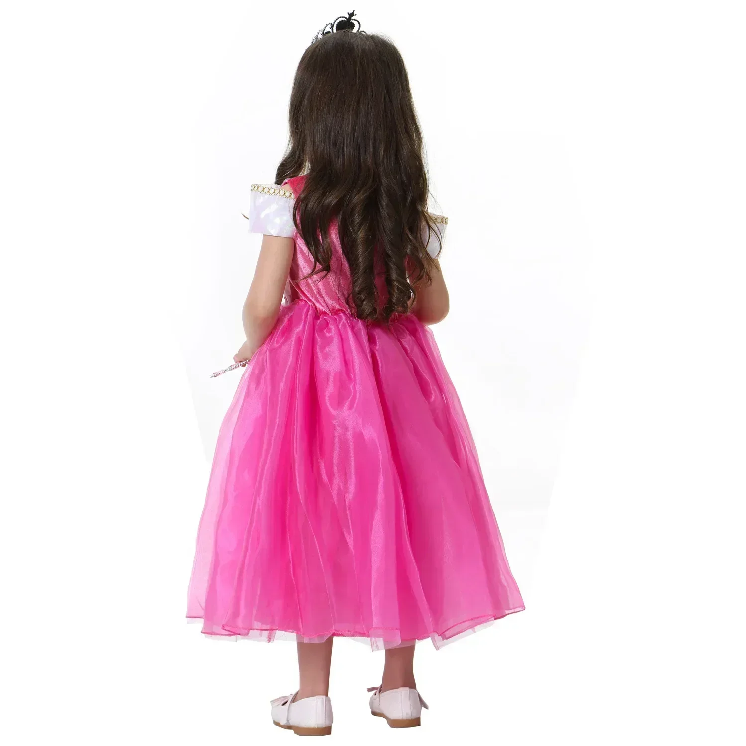 Girls Aurora Dress Princess Halloween Cosplay Costume Princess Rosy Pink Deluxe Outfit Kids Birthday Party Gown Fairy Disguise