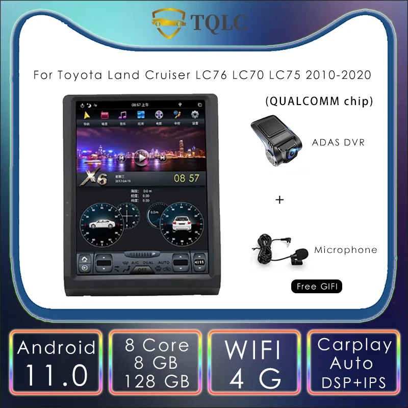 

Tesla Style Screen Android Car Radio For Toyota Land Cruiser LC76 LC70 LC75 2010-2020 Stereo Multimedia Player GPS Navigator