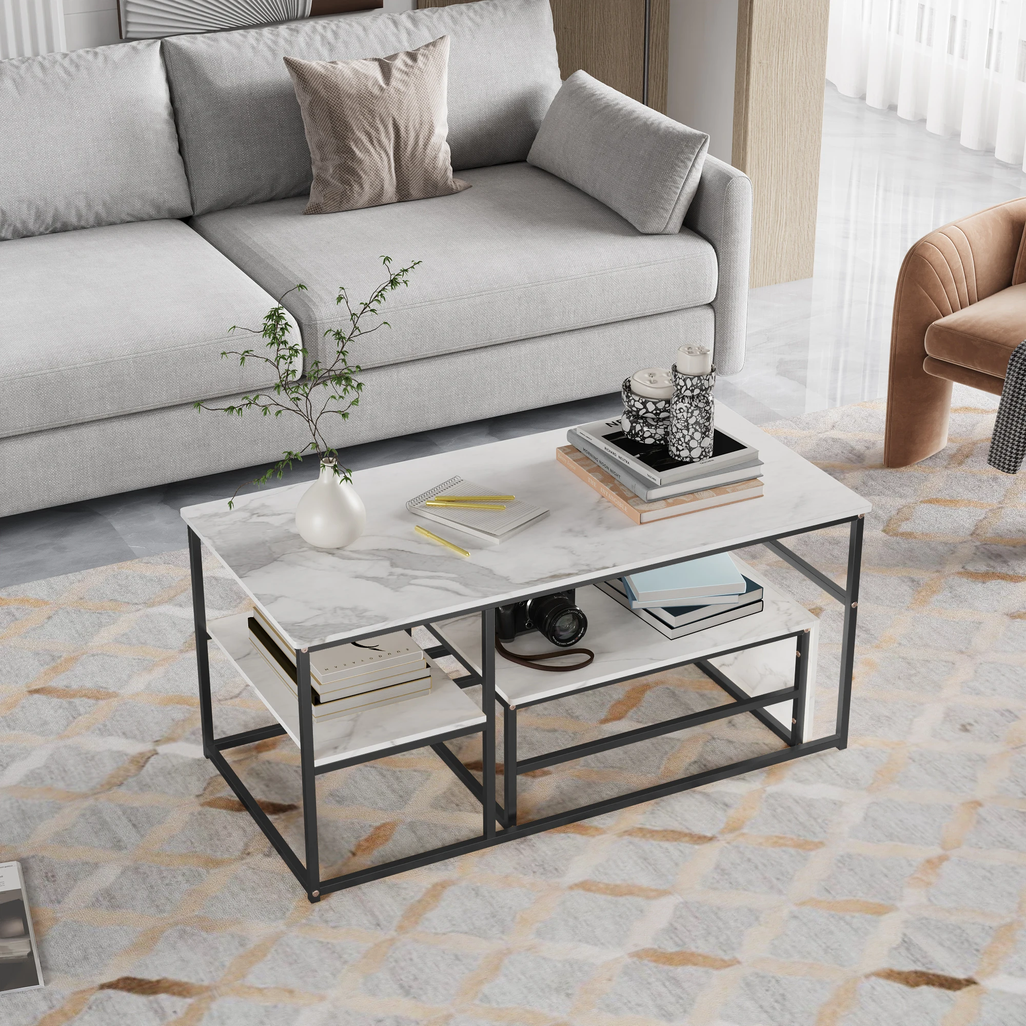 Zestaw 2 nowoczesnych stolików kawowych Fangange z EU za $48.29 / ~180zł