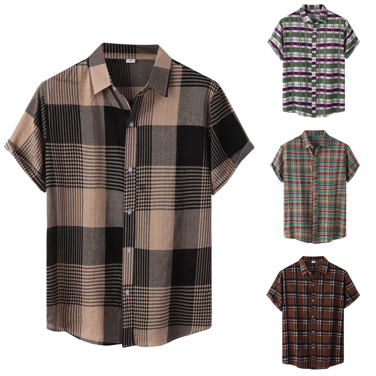 

Male Shirt Oversized Plaid Floral Short Sleeve Tops Summer Casual Holiday Button Blouse Social Luxury Clothing Men Hawaii Shirts