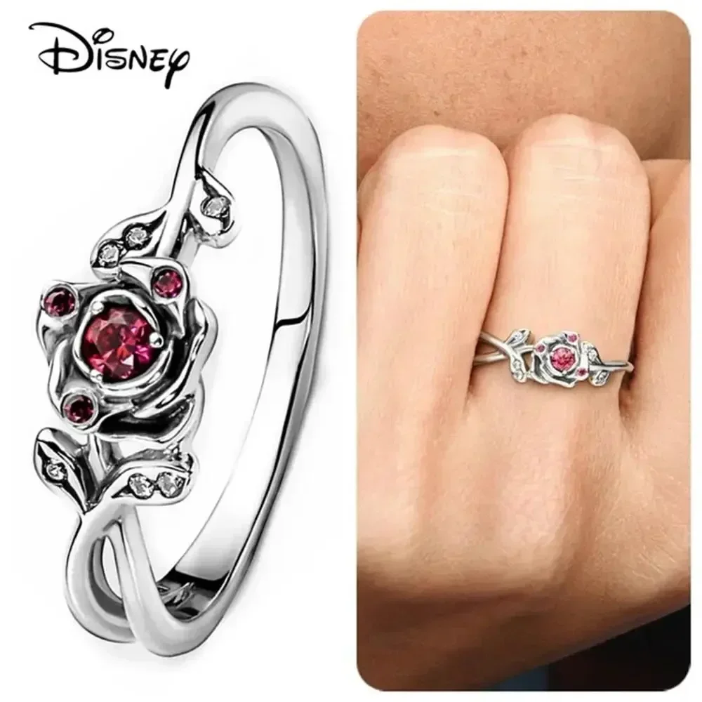 100% 925 sterling silver Mickey Minnie Sparkling Head Princess Flower Daisy Ring Original Holiday Jewelry Love Wedding Ring Gift 2