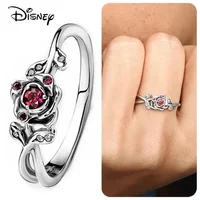 100% 925 sterling silver Mickey Minnie Sparkling Head Princess Flower Daisy Ring Original Holiday Jewelry Love Wedding Ring Gift 2
