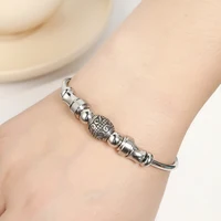 Metal Stainless Steel Classic Jewelry Unisex High Quality Smooth Double Ball Head Waterproof Accessories Vintage Open Bracelet 2