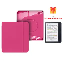 Enhanced Protective 360° Rotatable Magnetic Detachable Stand Cover with Screen Protector for KOBO Libra 2 (Vivid Berry)
