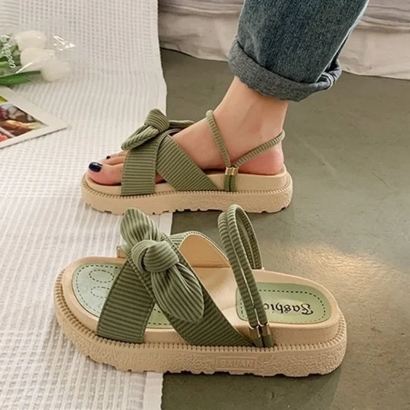 

Women Sandalias Mujer Summer Fairy Style 2023 New Fashion Student Platform Roman Lady Sands Flat Shoes Cute Slippers