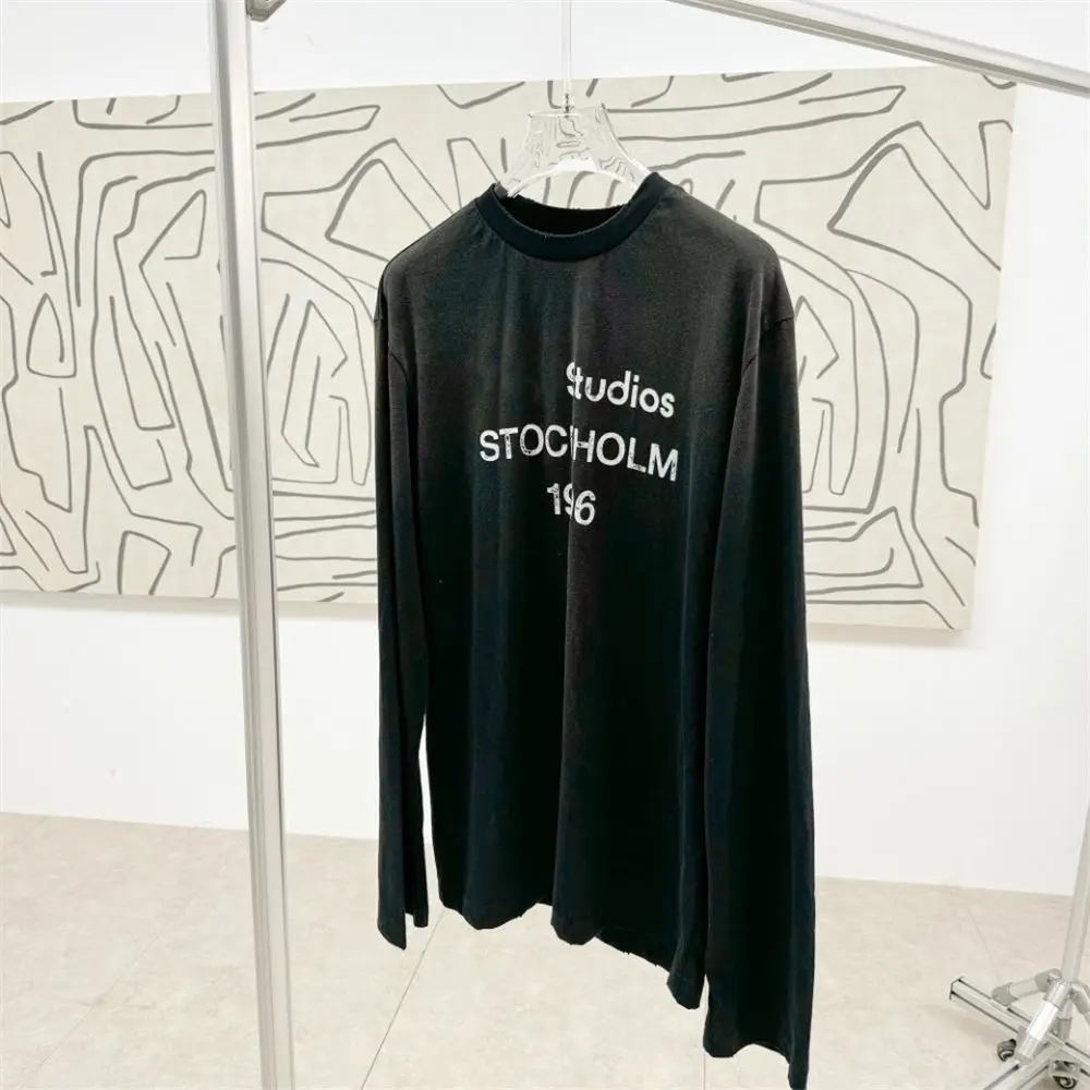 Niche Designer Ac Retro Old Letters 1996 Printed Loose Long-sleeved T-shirt 24 Spring Summer New Men and Women of The Same Style 5