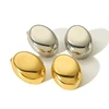 Fashion 18K Gold PVD Plated Statement High Polish Smooth Oval Earrings Chunky Geometric Stainless Steel Earrings Jewelry 3