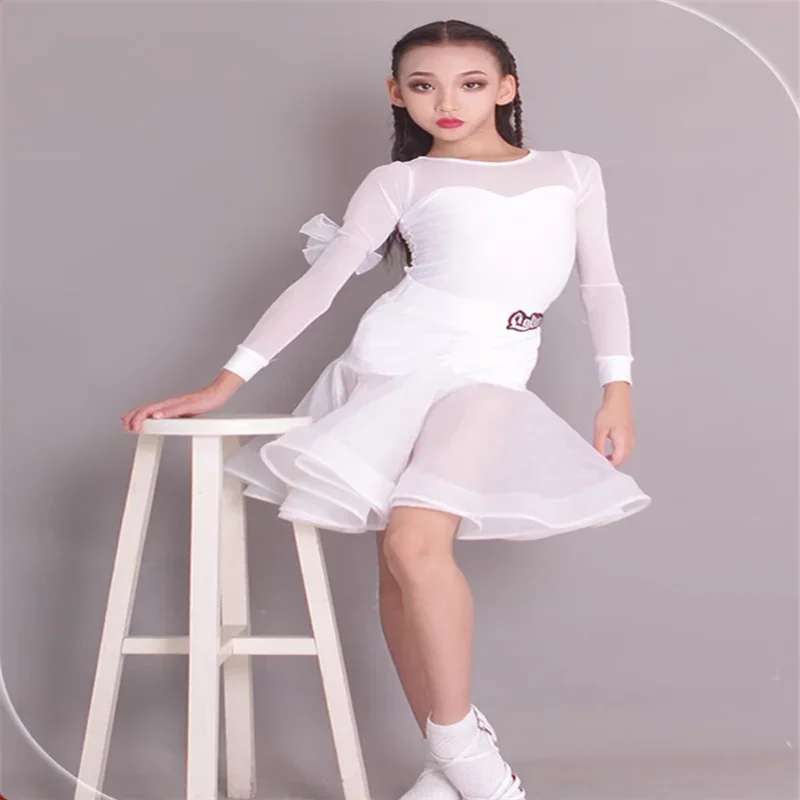 Autumn and winter children's female training clothes Latin dance suit Latin dance performance clothes Training performance