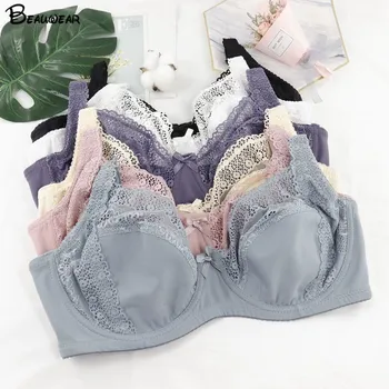 Beauwear Women Floral Lace Bras Perspective Underwire Bra Sexy Lingerie Plus Size Bralette Large Cup 36-46 E 1