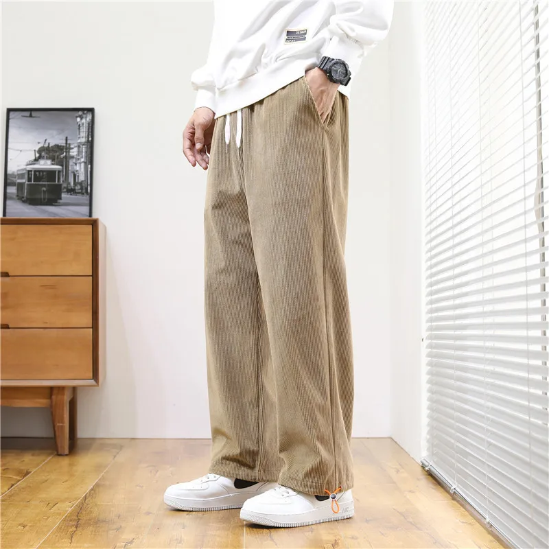 

Corduroy Trousers Men'S Loose Straight Leg Trousers In Winter Men'S Sports Casual Trousers Drawstring Leggings