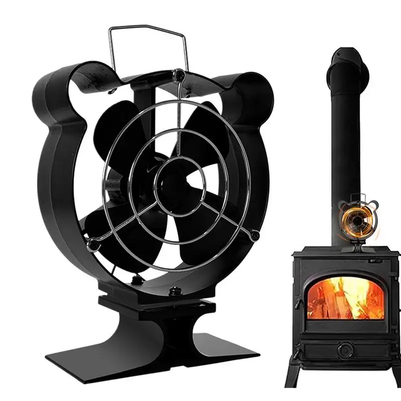 

Heat Powered Stove Fan Heat Protective Cover Woodstove Fan Heat Powered Non Electric 5-Leaf Ecofan for Wood/Log Burner/Fireplace