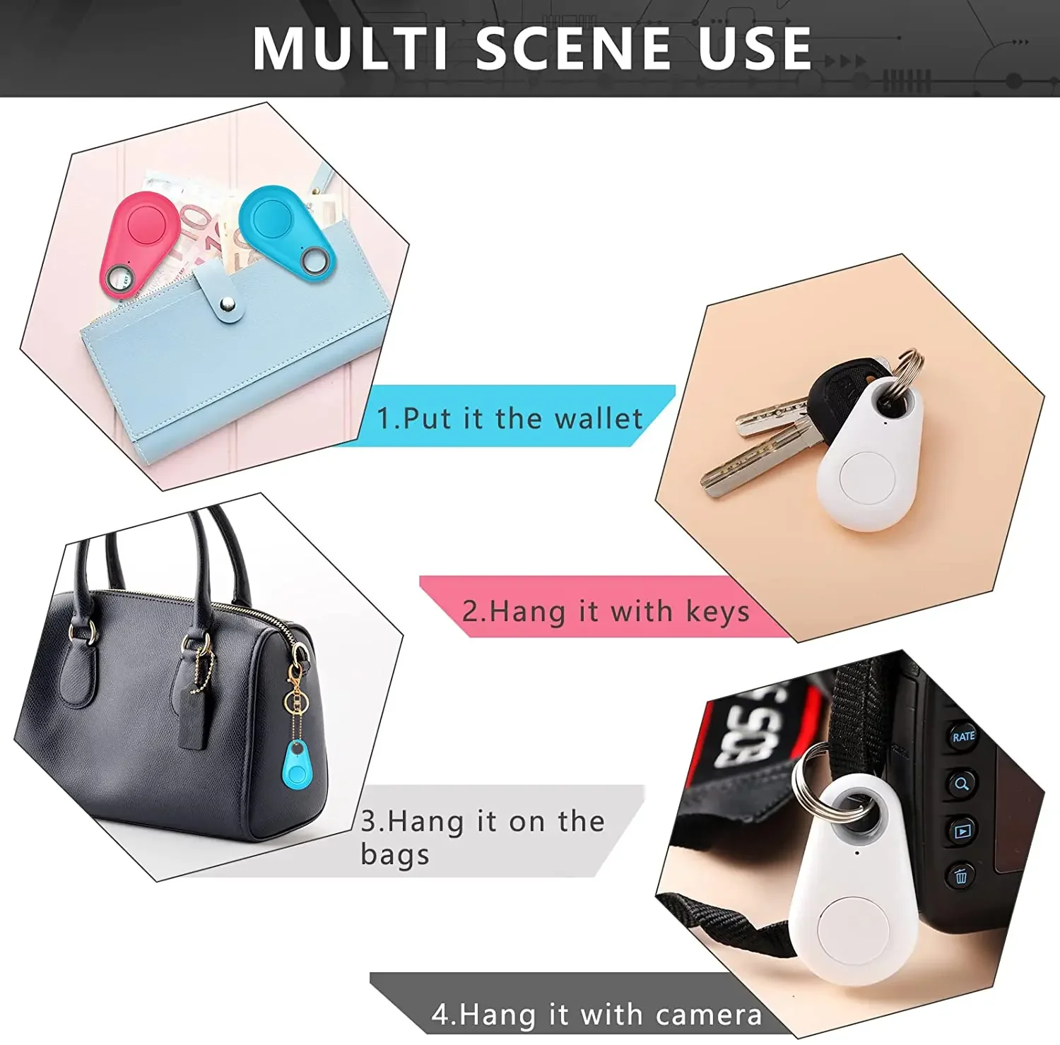 5pcs Gps Pet Locator Smart Anti-lost Alarm Tag Wireless Dog Collar Suitable for Dog Cat Bluetooth Tracking Device Accessories