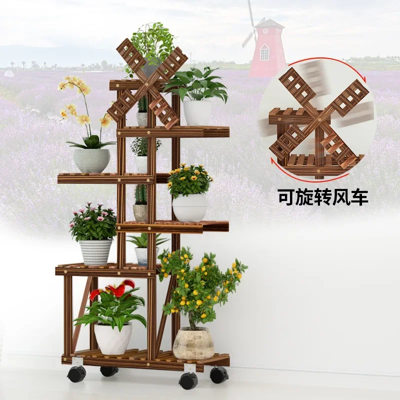 Vintage Wood Plant Stand Balcony Flower Pot Ladder Shelf Outdoor Garden Planter Indoor Plants Pots Home Storage Rack Decor