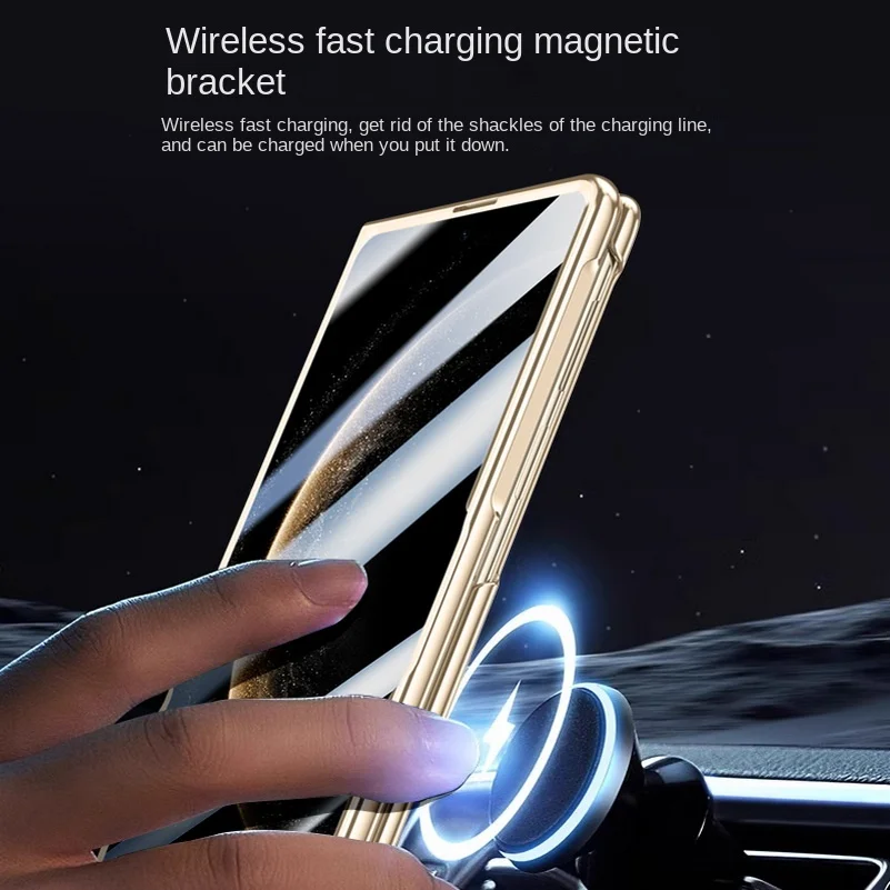 Magnetic Metal Lens Holder Privacy Tempered Glass Protective Case - Fully Wrapped Cover