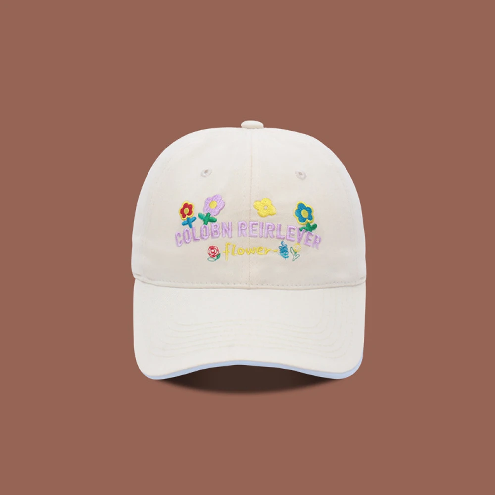 Baseball cap new style flower yellow letter embroidery baseball cap for women sweet versatile soft top duckbill captiki 5