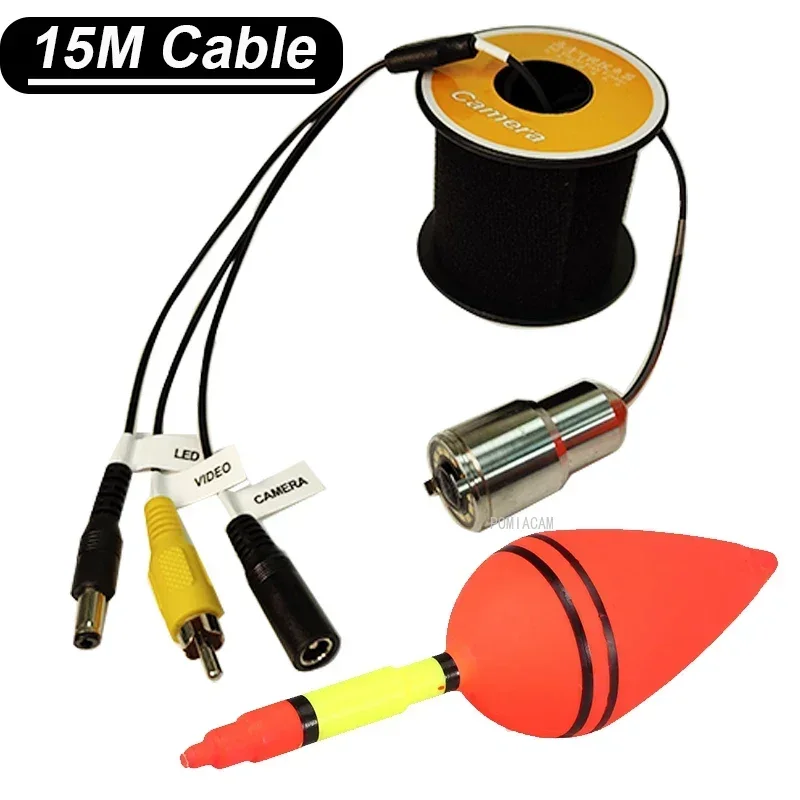 Caméra pêche sous-marine 15m 12 LEDs vision nocturne 1200TVL forme poisson - Pour bateau et glace