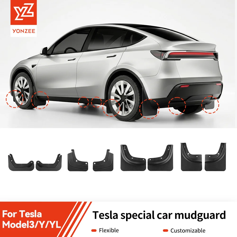 YZ for Tesla Model 3 /Y/YL Highland Juniper 2026 8-piece set of genuine TPE non perforated mudguard All Weather Splash Guards