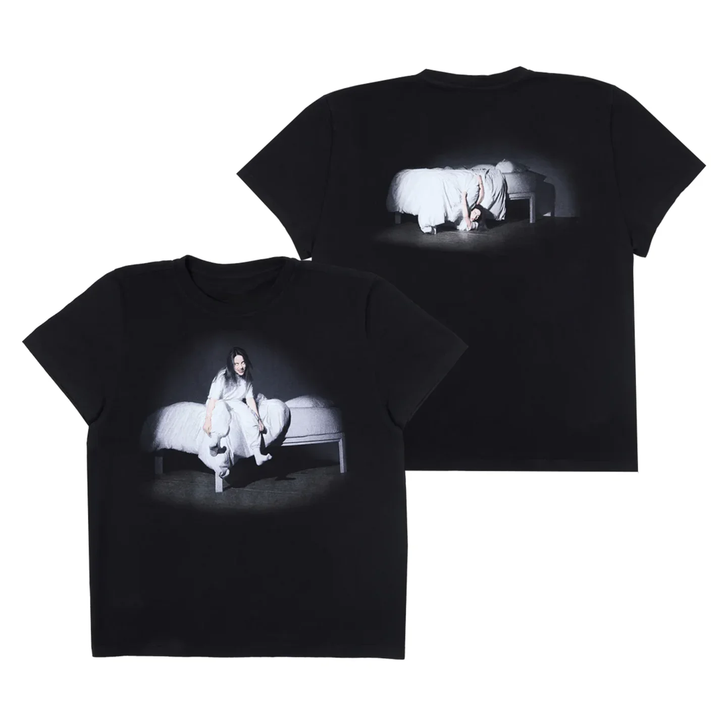 빌리 아일리시 미국 가수 록 아메리칸 캐주얼 하이 스트리트 패턴 프린트 루즈 남녀 공용 반팔 티셔츠