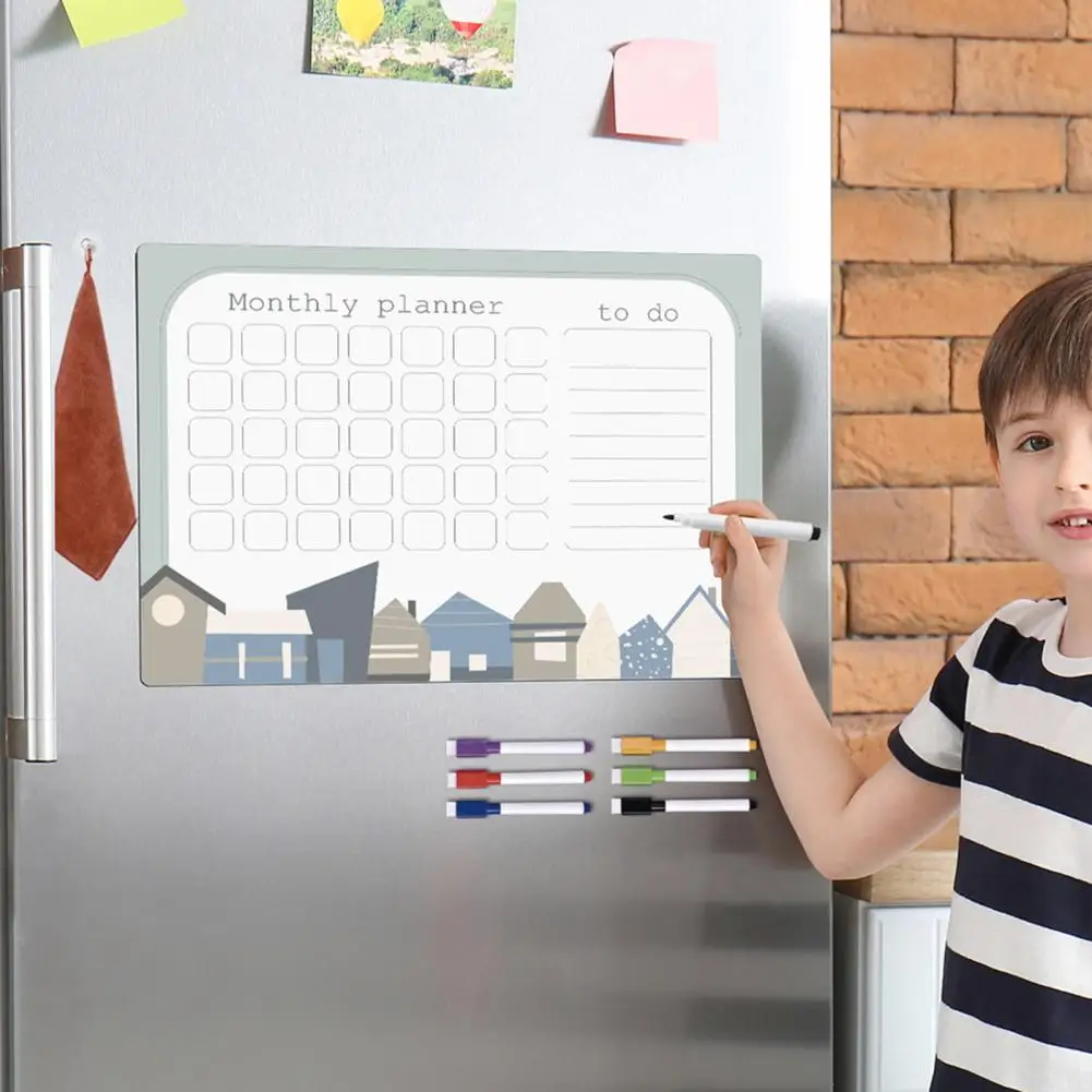 

Magnetic Refrigerator Planner Magnetic Whiteboard Weekly Planner Set 9pcs for Fridge with Dry-erase Message Board for Home