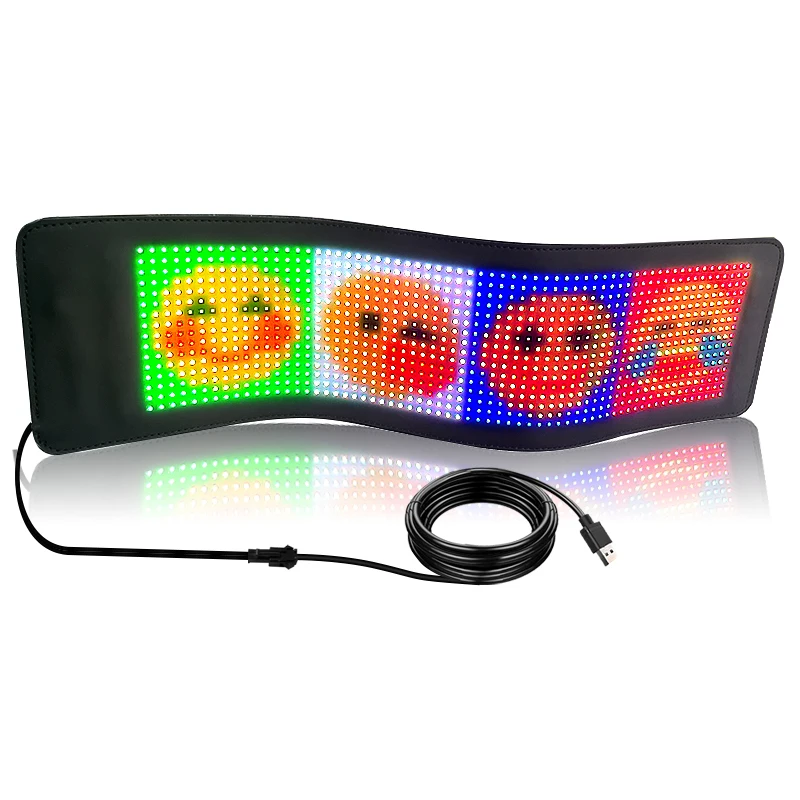 LED Display Board Led Flexible Advertising Screen DIY Pattern Car Rear Window Led Scrolling Caption Display USB Windshield Electronic Screen Light