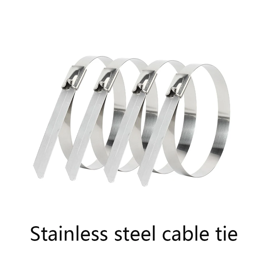 Description Picture 3 of itemZip Ties 304 Stainless Steel Cable Ties 10Pcs 4.6mm 5 Self-locking Wire Plastic Metal Strap for Exhaust Wrap Multi-Purpose