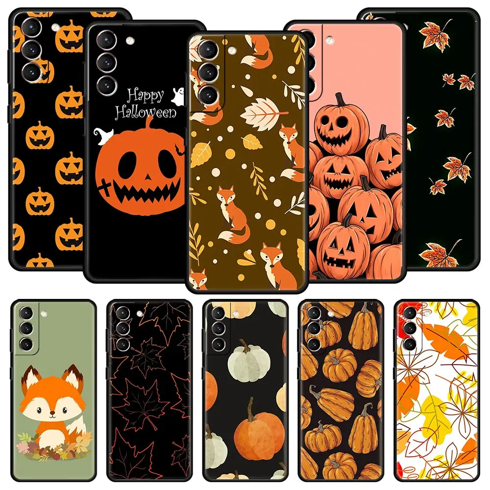 Autumn Leaves & Fox Pumpkin Halloween Phone Case Cover