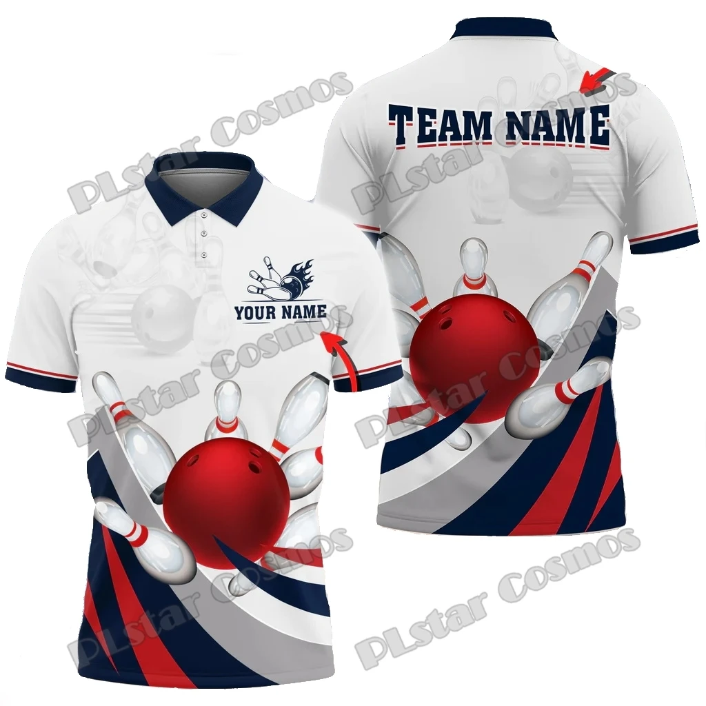 Bowling Ball und Pins Legend Returns Mehrfarbig Benutzerdefinierter Name 3D-gedrucktes Herren-Poloshirt Sommer Unisex Casual Poloshirt WK221 – Detail 20