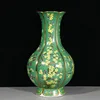 Qianlong Green Enamel Flower Mouth Vase High-grade Chinese Home Living Room Ceramic Vase Decoration 2