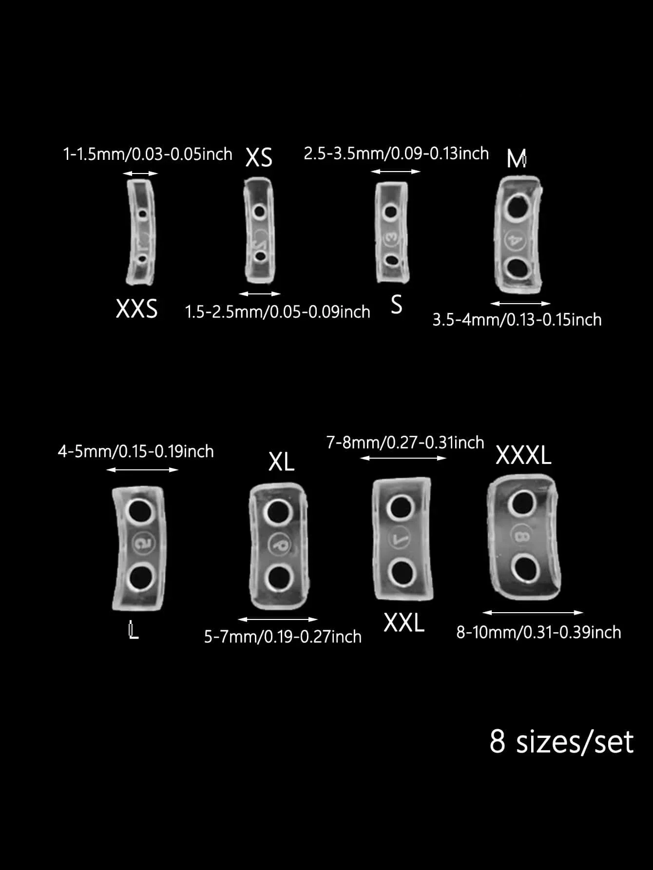 Invisible Clear Ring Size Adjuster Resizer with 8 Fixed Sizes
