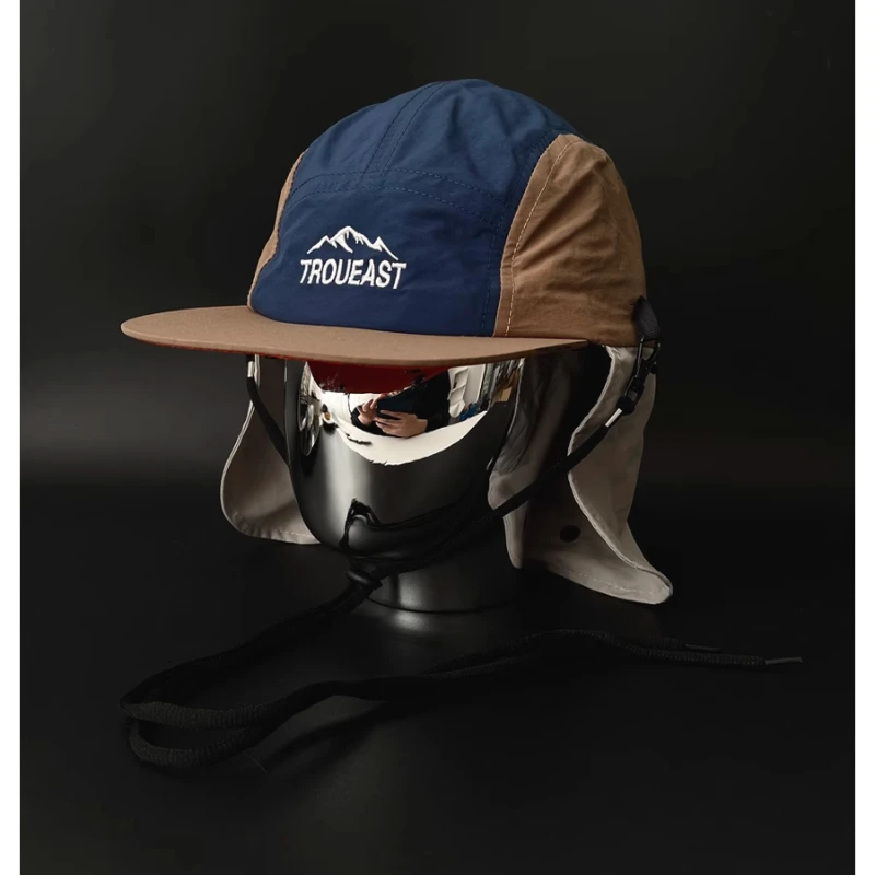 Modische kontrastierende Farbe, Buchstaben-Stickerei, 5-teilig, Camping-Mütze für Damen und Herren, Sommer, schnell trocknende Sonnenschutz-Baseballkappe