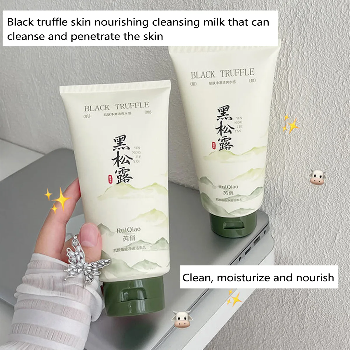 Black Truffle Clear Cleansing Milk for Women's Whitening, Moisturizing, Oil Controlling Facial Care 5