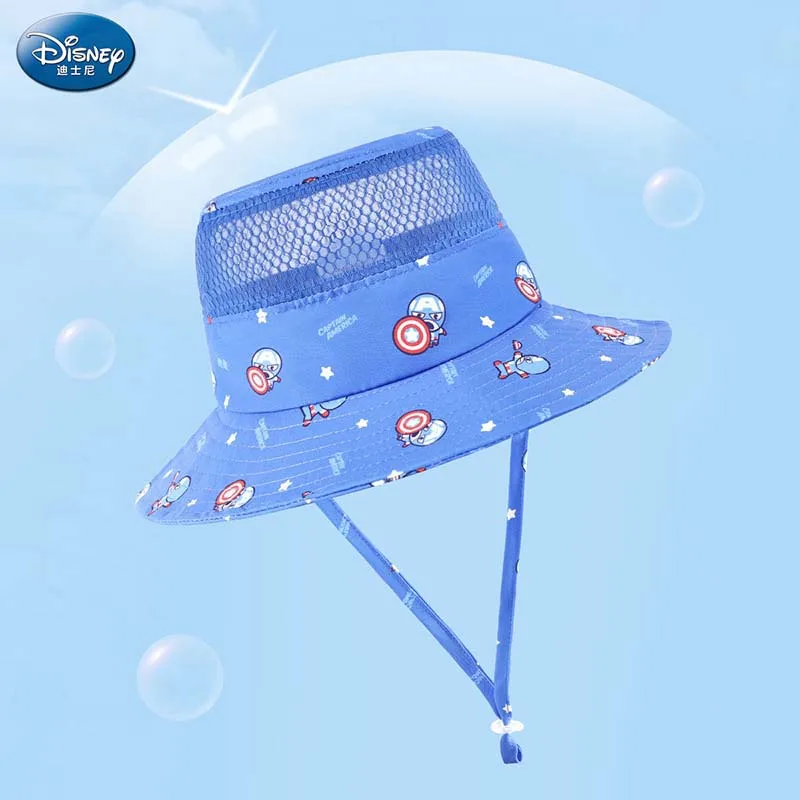 

Disney Kids Sun Cap Summer Thin Boys Grils Fisherman Hat Child Baby Big Brim Sunscreen Mesh Hat Marvel Spiderman Captain America