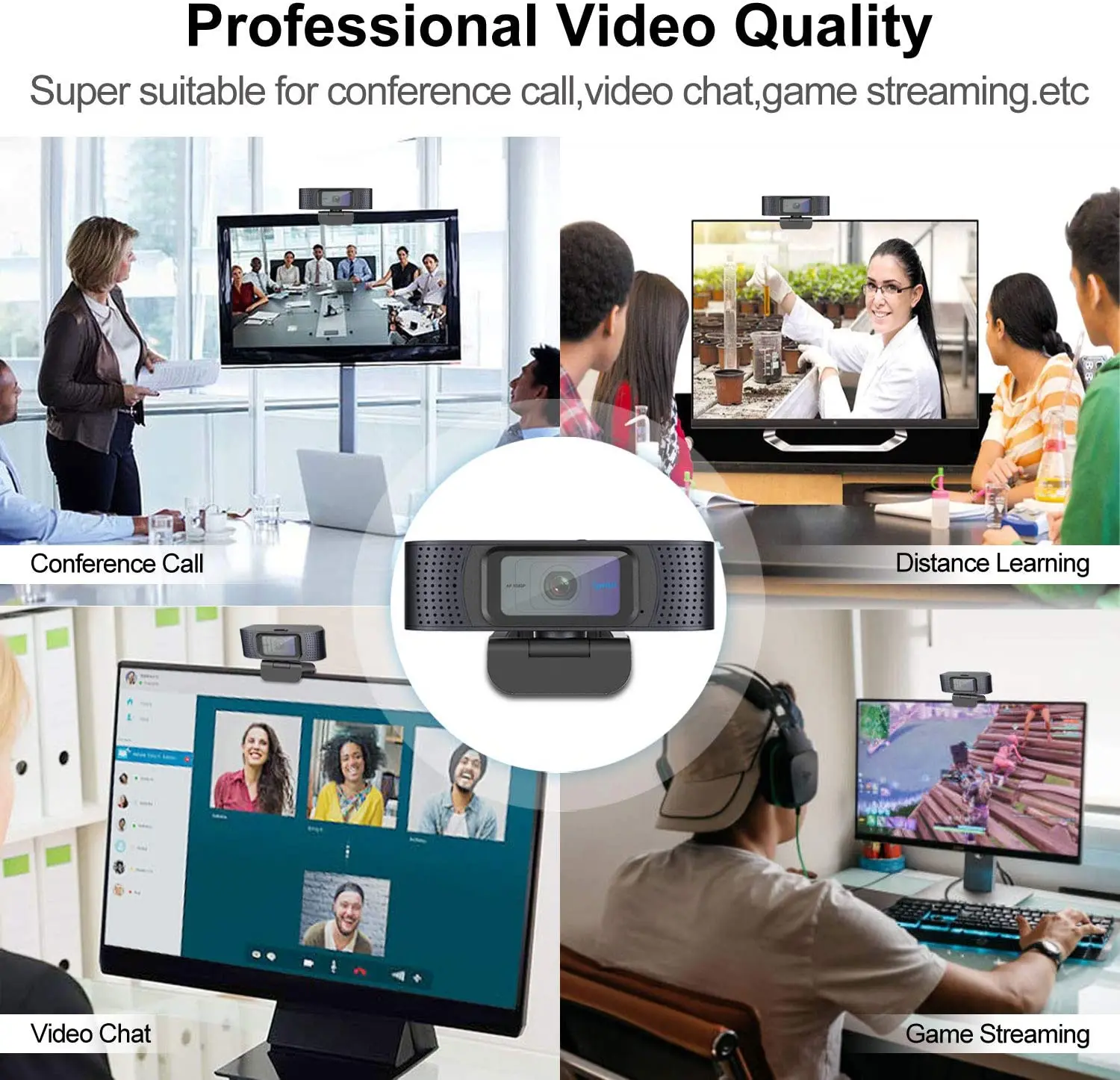 HD 1080P USB Webcam with Microphone for Computer and Laptop