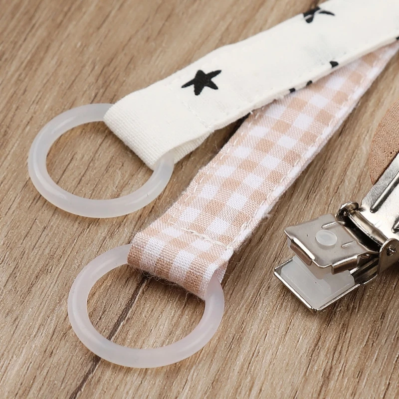 OOTDTY Baby Pacifier Clip Chain for Soothers Cotton Linen Soother Dummy Holder Leash Strap Nipple Holder Infant Feeding pacifier clip pacifier chain