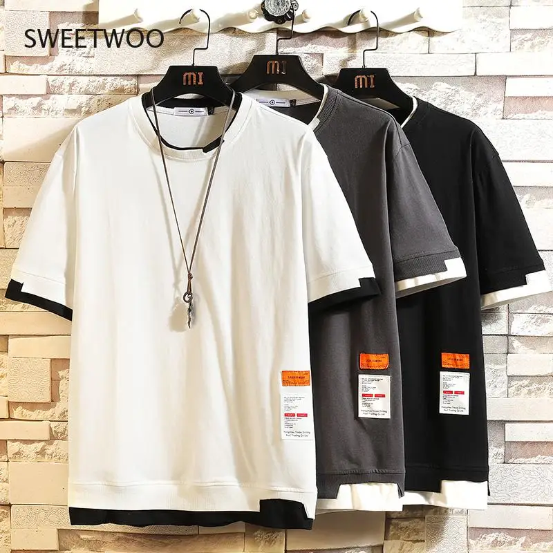 

Summer Short Sleeves Harajuku Korea Fashion White T-shirt Streetwear One Piece Hip Hop Rock Punk Men Top Tees Tshirt Clothes