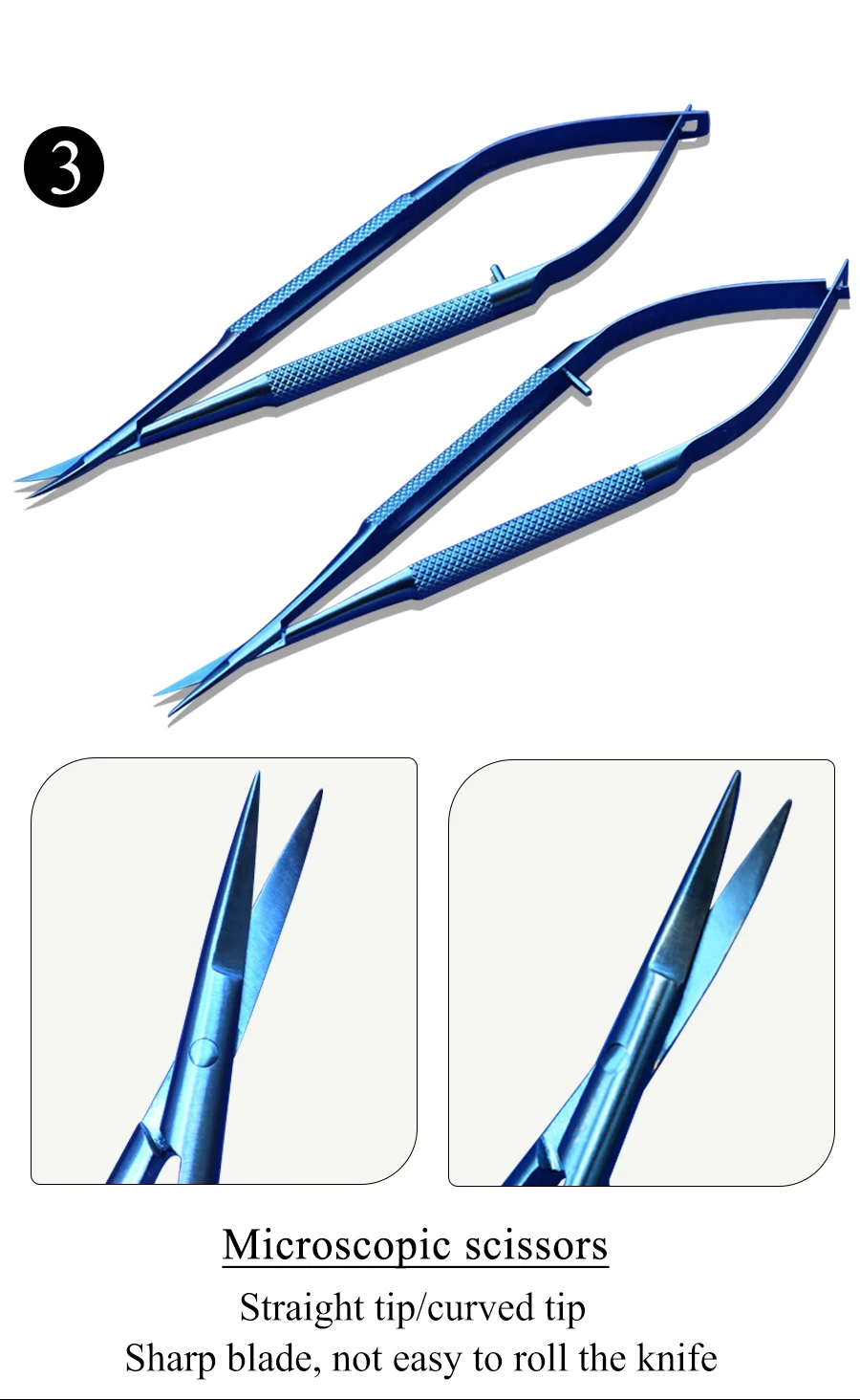 Description Picture 5 of itemSurgical Instruments For Hand Surgery, Titanium Alloy Corneal Scissors, Needle Forceps, Round Handle Forceps, Suture Tools