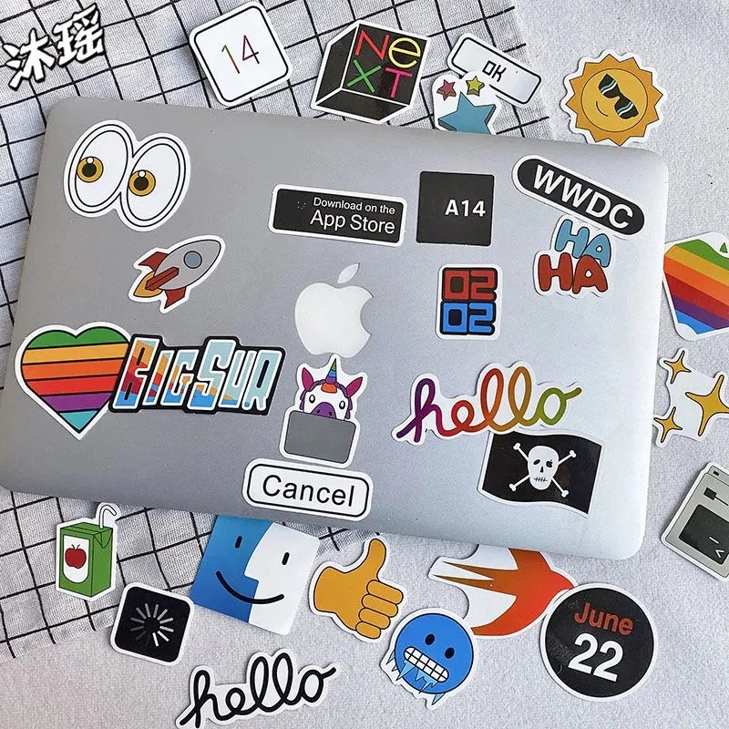 100 Pz Laptop Skin Adesivo Vinile Misto Graffiti Adesivi Per 2022 Macbook Pro Ipad Microsoft Surface Laptop Skin Sticker Cover