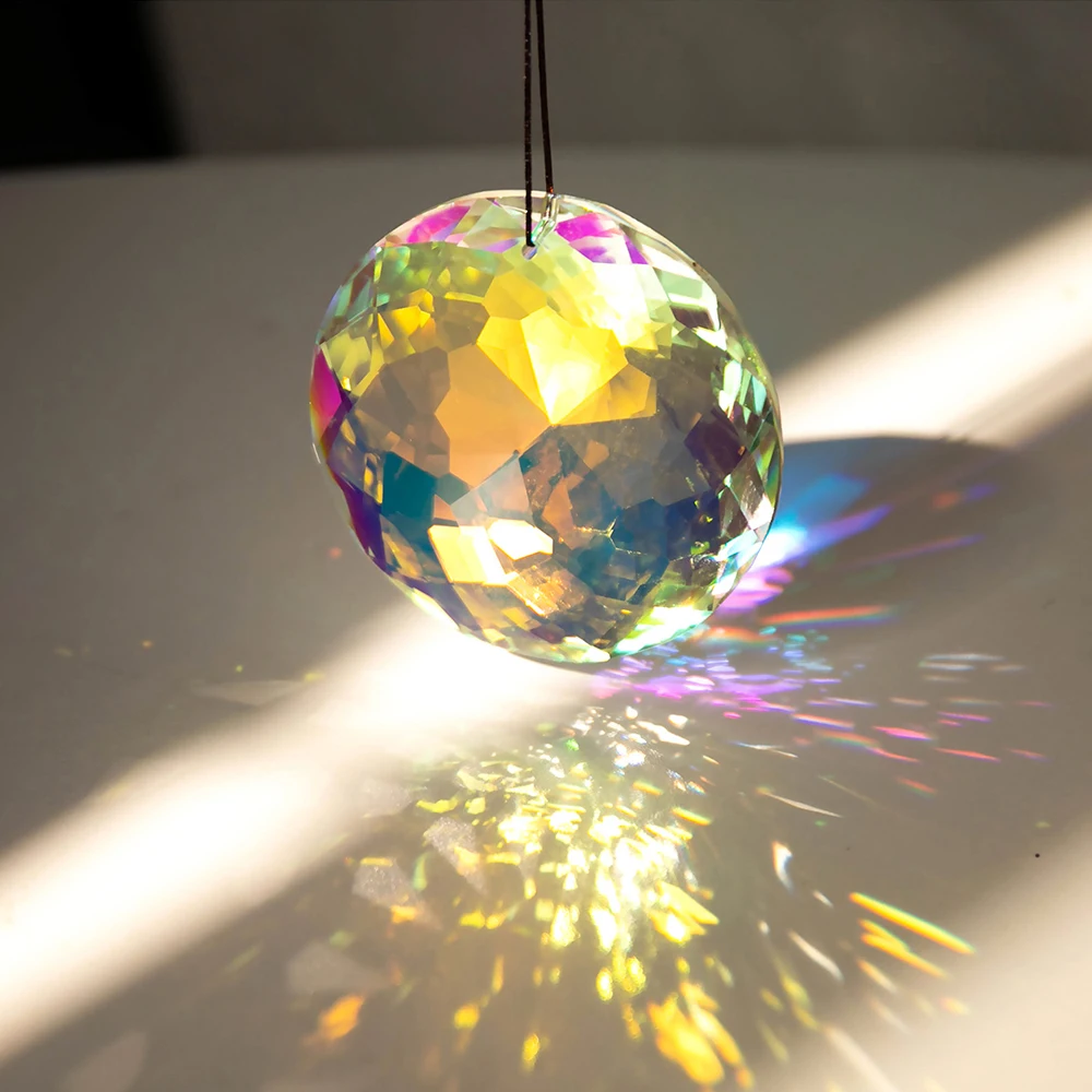60mm Mandala Suncatcher Crystal Prisms Hanging Flower Faceted Glass Chandelier Pendant Light Rainbow Catcher Home Garden Decor sun catcher crystal pendant sun catchers
