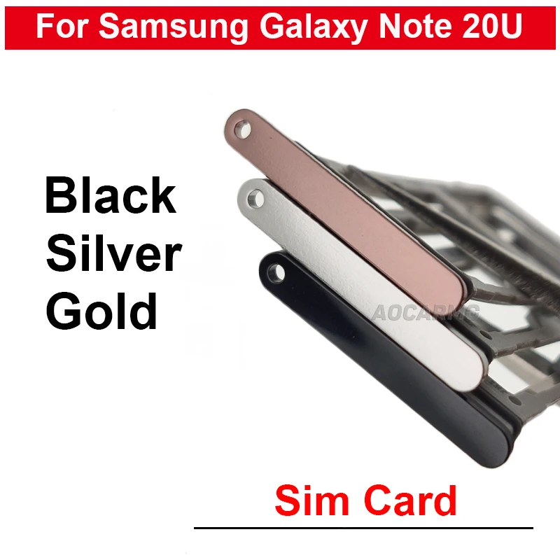 Nero Argento Oro Per Samsung Galaxy Note 20 Ultra Note20U Singolo Doppio Vassoio Sim Porta Carte Presa Slot Riparazione Parti Di Ricambio