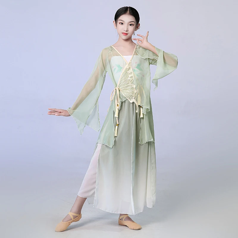 

Children's classical dance costume flowing girl's Chinese dance practice costume national fan dance performance costume