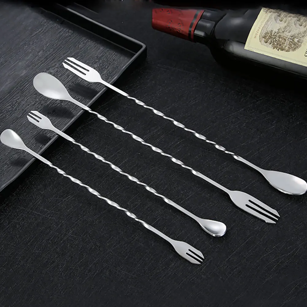 Creative Long Spiral Handle Cocktail Spoon Stainless Steel Whisky Wine Mixing Spoon Shaker Muddler Stirrer Bar Accessories cocktail stirrers