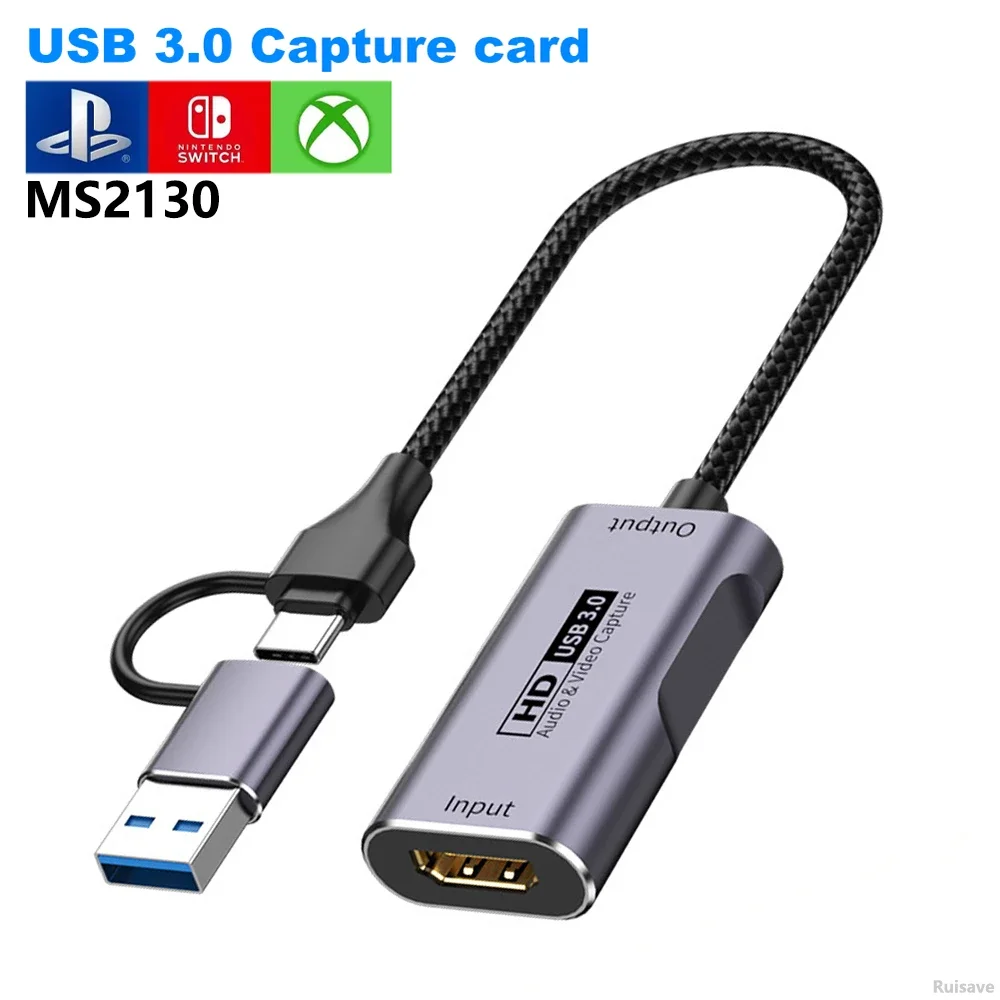 Ruisave Usb 3.0 Acquisizione Video Ingresso 4K 30Hz Compatibile Con Hdmi 1080P 60Fps Registrazione Hd Per Nintendo Switch Camera Playstation 4 5