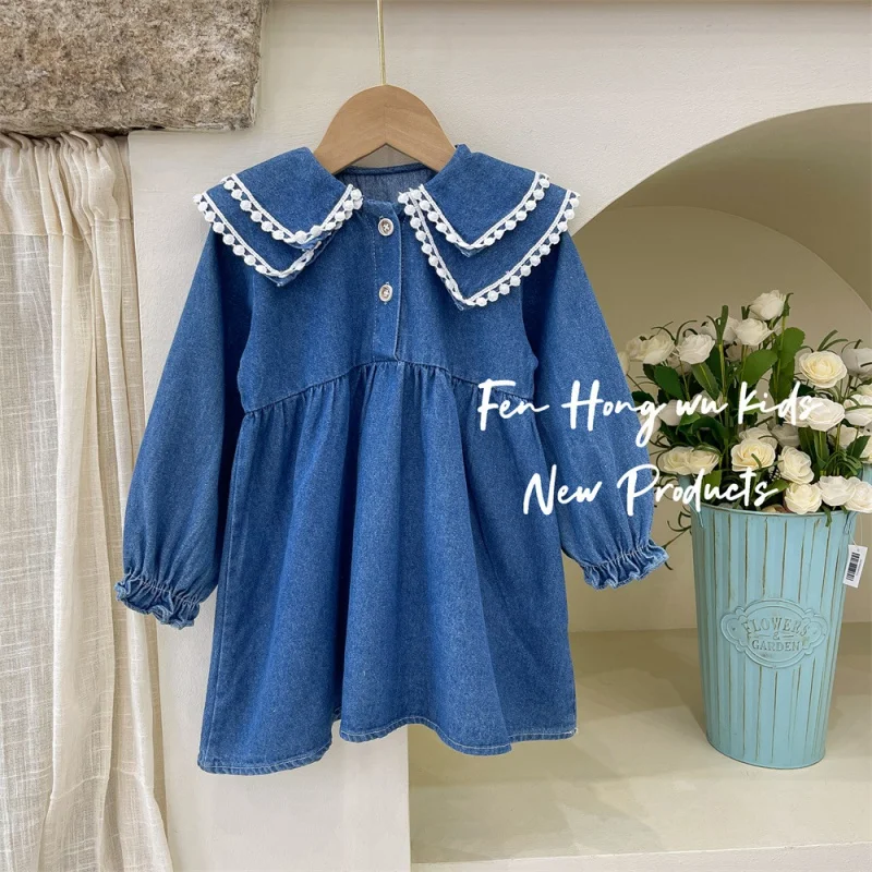 

Children's Spring and Autumn Denim Skirt Fashion Baby Fashionable Autumn Clothes Dress 2023 New Children's Dress