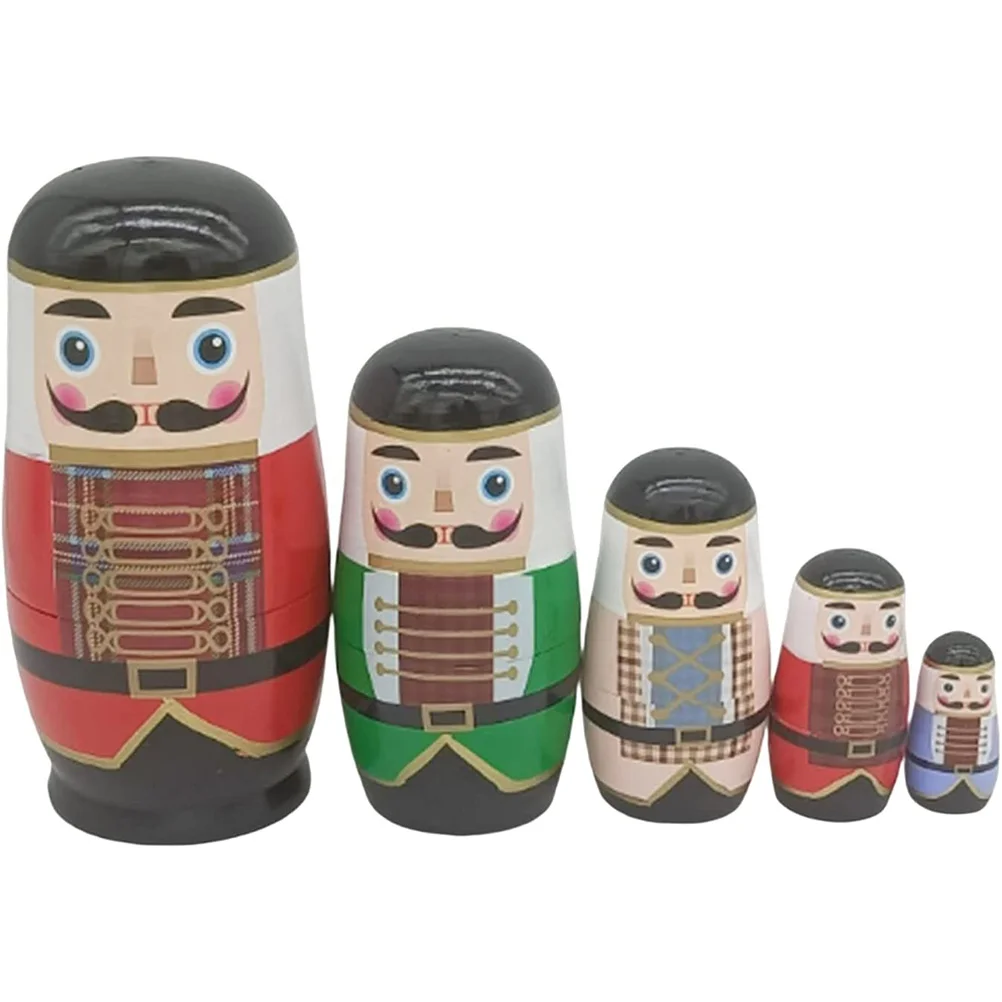 Five Layers Wooden Nutcracker Toys Kids Russian Nesting Household Plaything Educational Children Toys Matryoshka