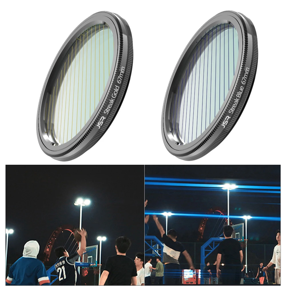Filtro de Lente Azul Streak para Câmera Dslr Vidro Óptico Anamórfico Cheio Amarelo Efeitos Especiais 37 40 3.5 49 52 58 77 82 95 mm