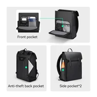 Mark Ryden Classic Business Work Black Leather Backpack 15.6 Inch Laptop Waterproof Bag School Bags Business bacbackpack for men - Image 3