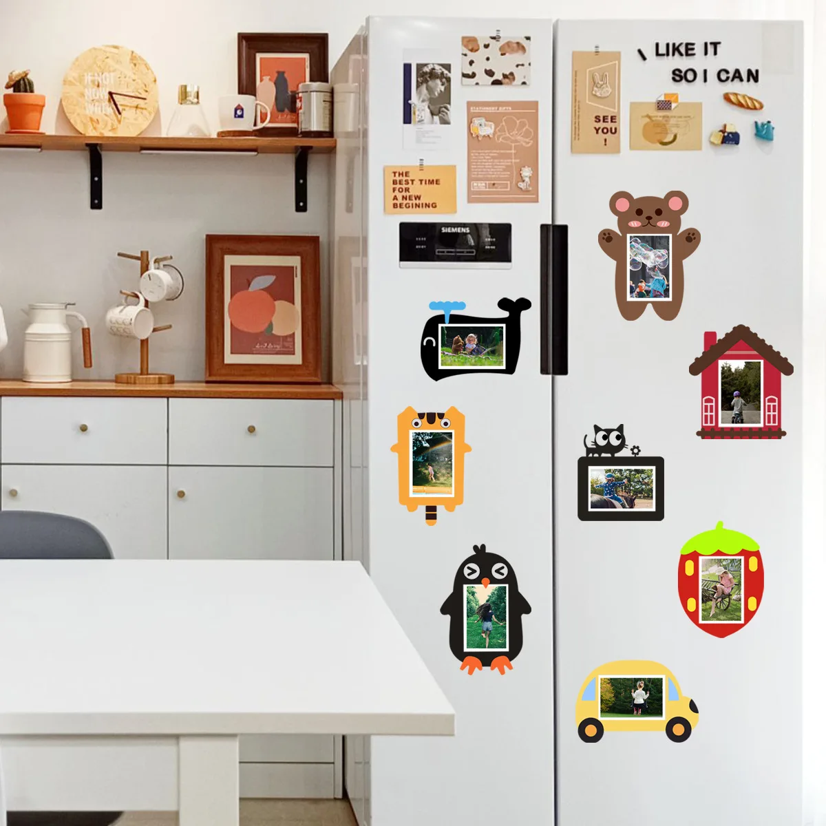 

Creative 8-piece Set of 6-inch Photo Frame Wall Sticker Refrigerator Background Wall Bedroom Removable Wall Sticker