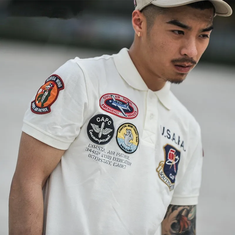 

Мужская Повседневная рубашка-поло, летняя Военная тактическая футболка, мужские хлопковые футболки с коротким рукавом в стиле ВВС