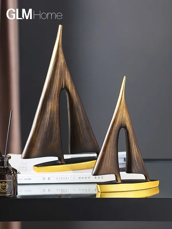 

Creative Luxury Boat Art Sculpture Living Room TV Cabinet Home Decoration Tabletop Crafts